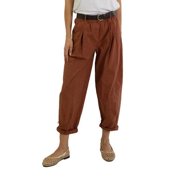 Pantalone morbido in cotone leggero con cinta "Olivia"